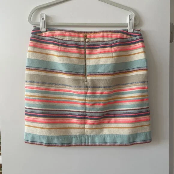 Promod Boutique Francaise Stripe Mini Skirt‎ in Multicolor, Size 12 - Picture 2 of 6